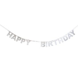 Silver Happy Birthday  - party garland
